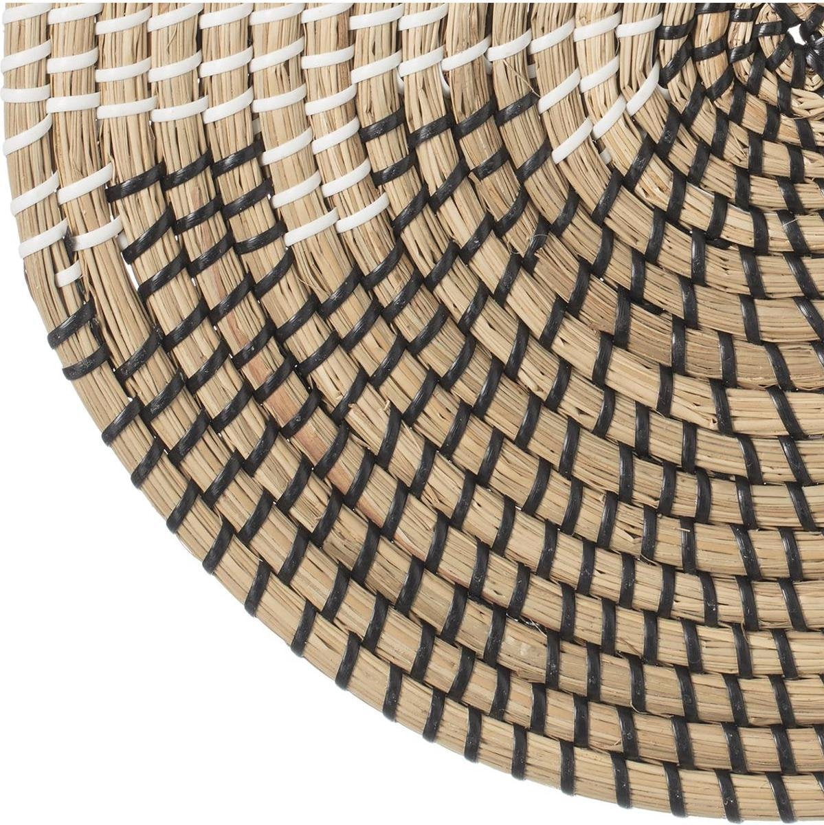 Secret de Gourmet Placemat rond riet set van 2 - Dia 35 cm - Onderlegger - Zwart met naturel