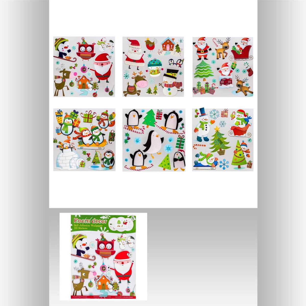 Lot de 3 autocollants de fenêtre 3D Noël - Lot de 3 - Décoration de Noël - Autocollants de fenêtre - Noël - Père Noël