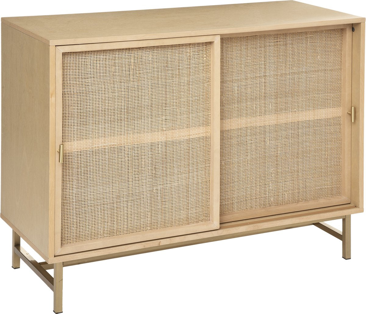 BEAU Adeva berken/rotan 2D dressoir - L100xD40xH78cm - Beige
