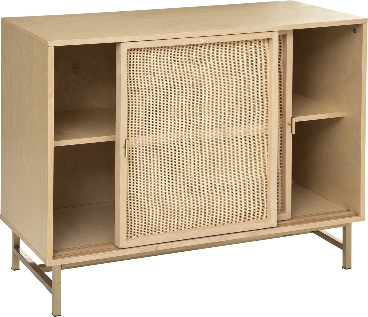 BEAU Adeva berken/rotan 2D dressoir - L100xD40xH78cm - Beige