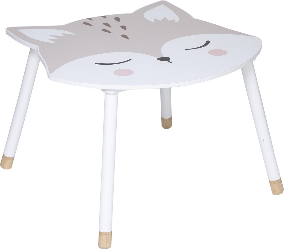 Atmosphera Kids Table enfant Renard blanc avec pieds en bois - 62 c 64 x H 43 cm - Table de base - Table artisanale -