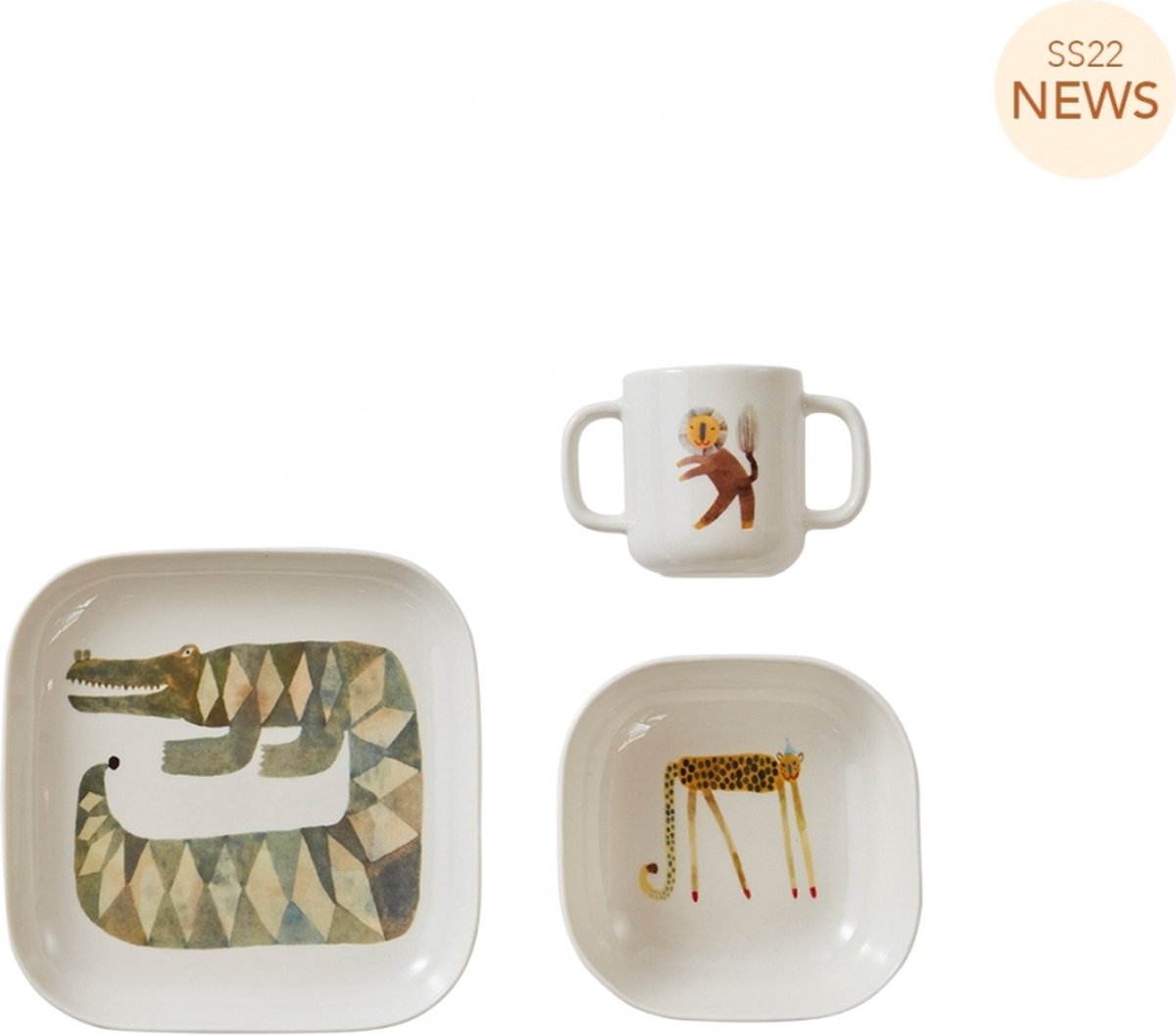 OYOY Moira Kinderservies set Crocodille Gustav - Servies kind - Offwhite