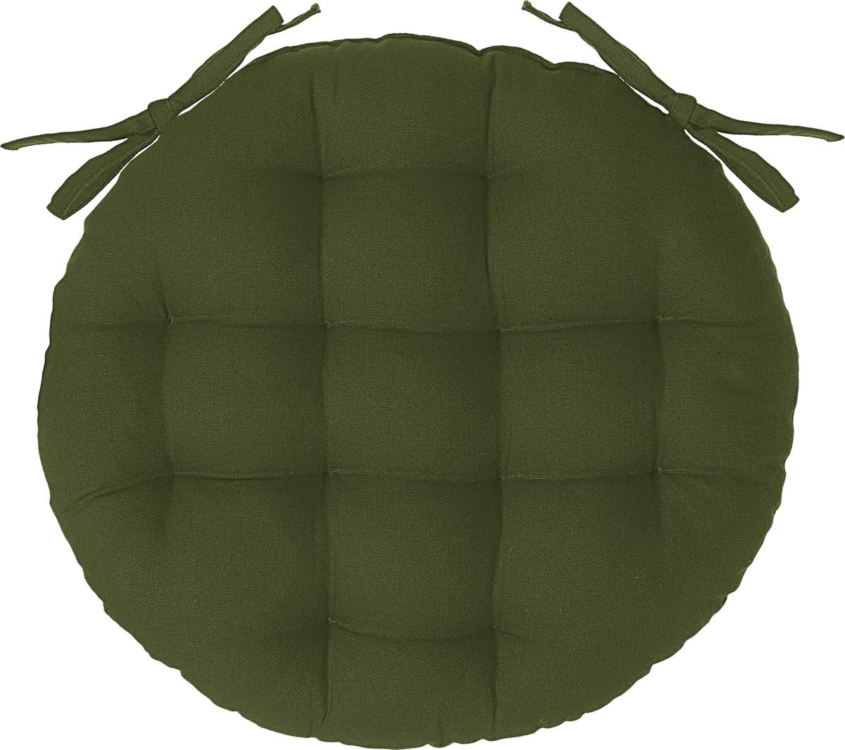Coussin de chaise Atmosphera DELUXE rond kaki - Coussins de chaise ronds - D38 cm - Avec 2 rubans