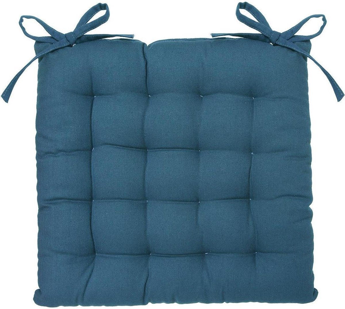 Atmosphera Coussin de chaise Loria 38 x 38 cm - Avec 2 rubans - 100% coton - Bleu mer