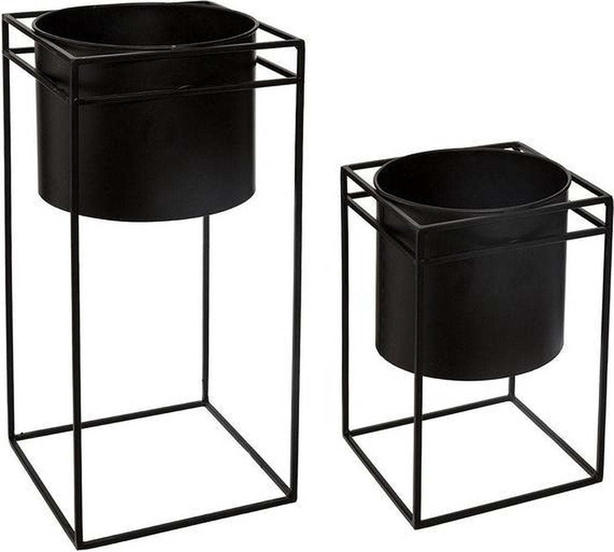 Atmosphera standing planter Metal Black 16x16x25CM - set of 2