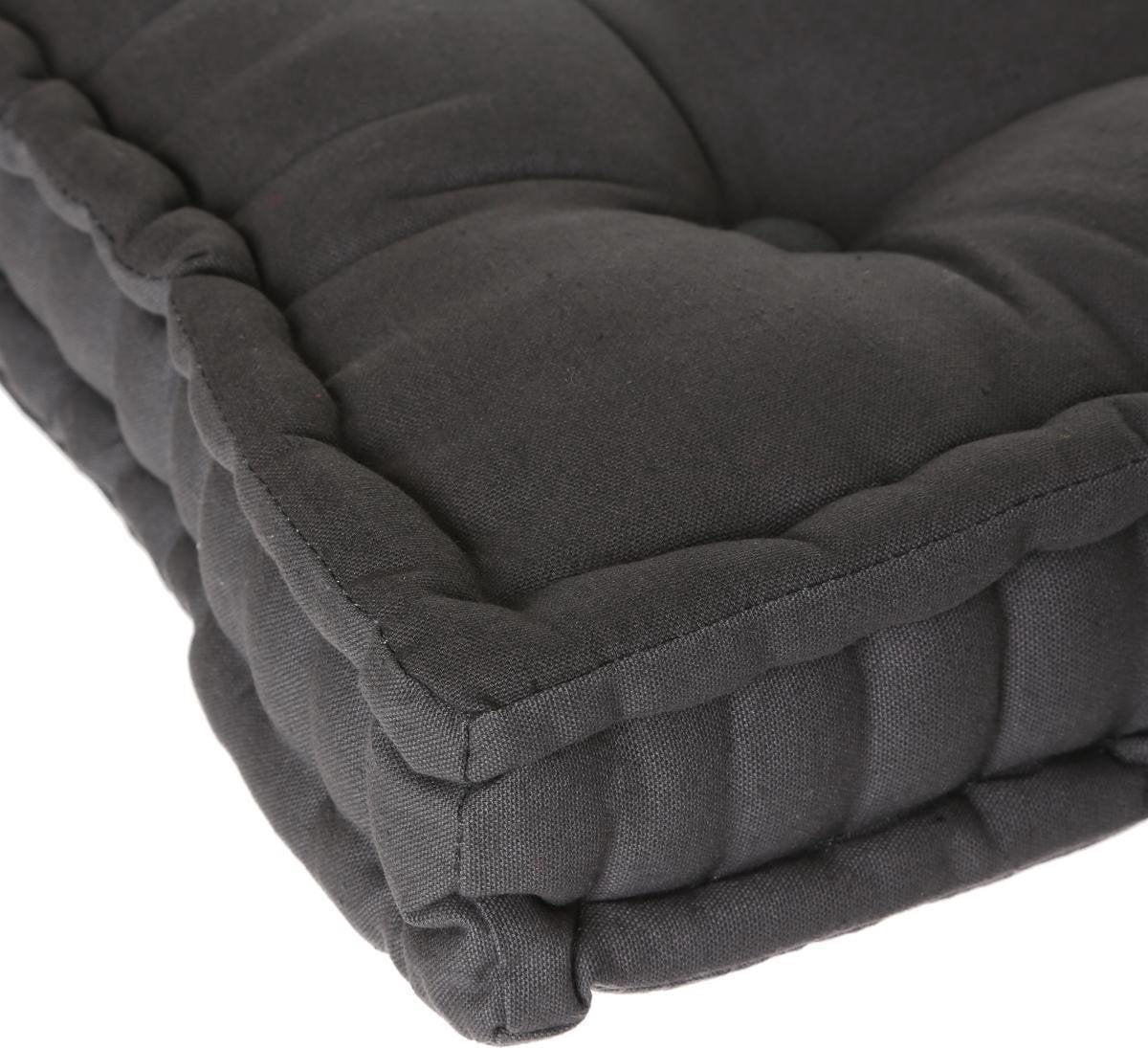 Coussin de sol Atmosphera Deluxe 40x40x8cm avec poignée et 4 boutons - Gris foncé