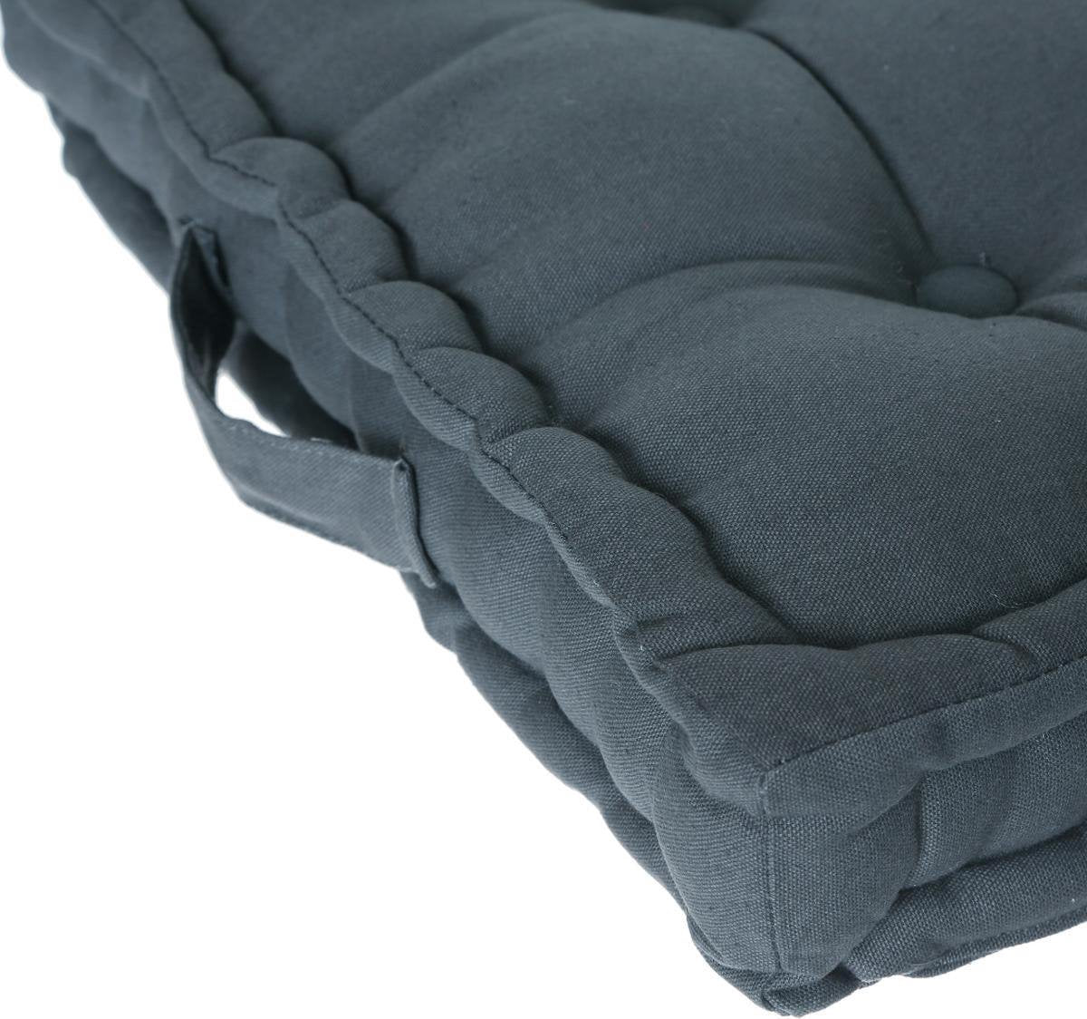 Coussin de sol Atmosphera Deluxe 40x40x8cm avec poignée et 4 boutons - Bleu foncé