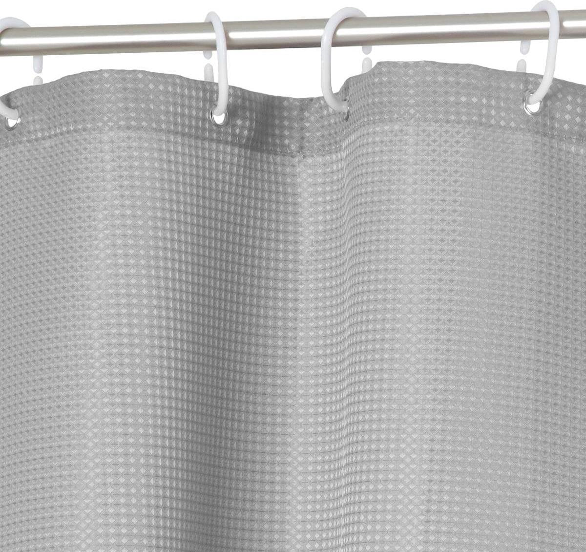 Atmosphera douchegordijn honinggraat effect grijs - 180 x 200 Cm - Met 12 ringen inbegrepen - Polyester