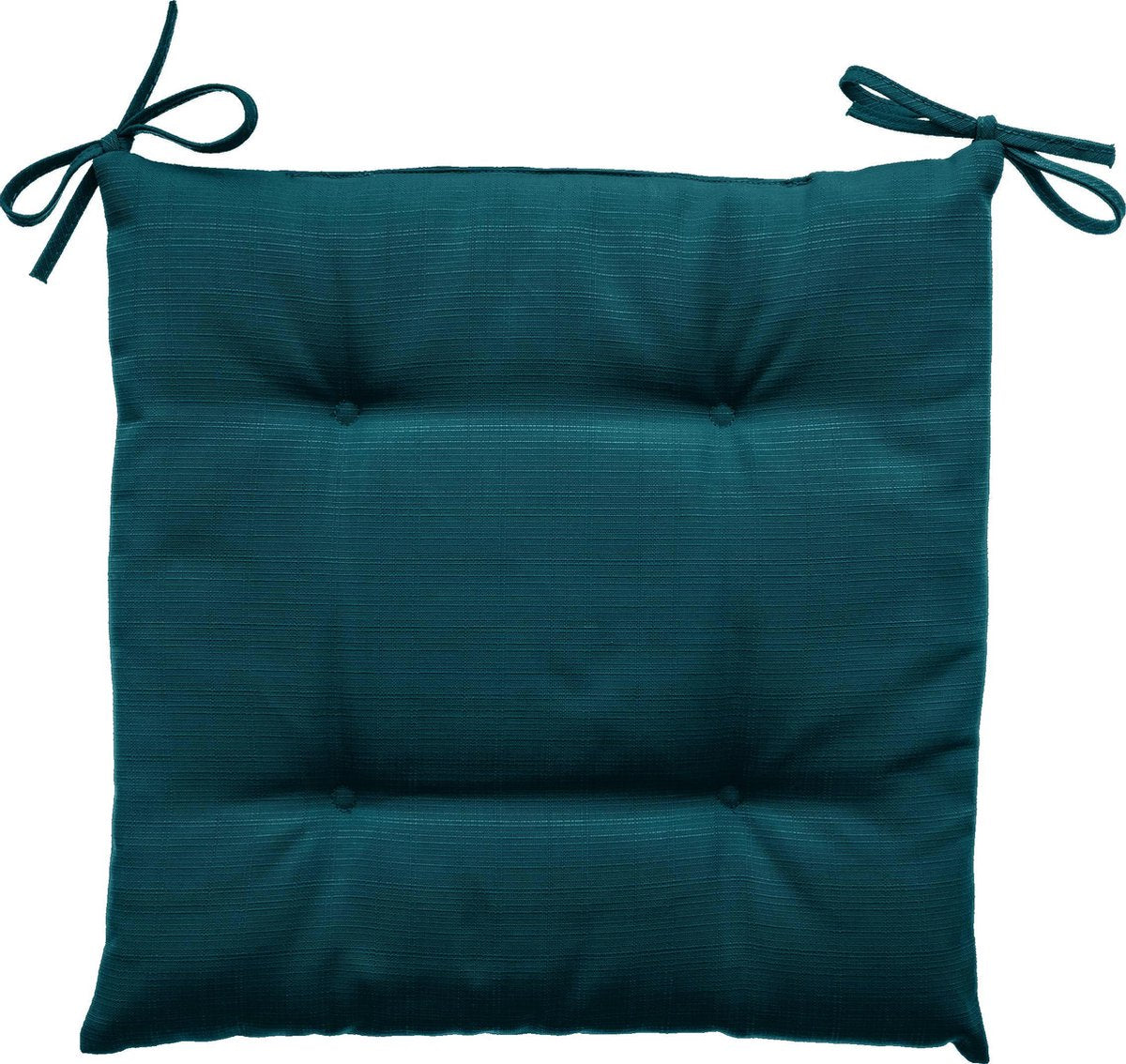 Hespéride Korai Coussin de chaise avec rubans - Déperlant - Déhoussable - 4 boutons - 40x40cm - Bleu canard