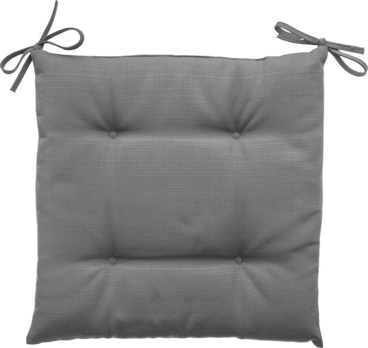 Hespéride Korai Coussin de chaise avec rubans - Déperlant - Déhoussable - 4 boutons - 40x40cm - Gris