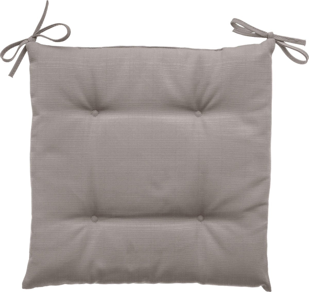 Hespéride Korai Coussin de chaise avec rubans - Déperlant - Déhoussable - 4 boutons - 40x40cm - Taupe