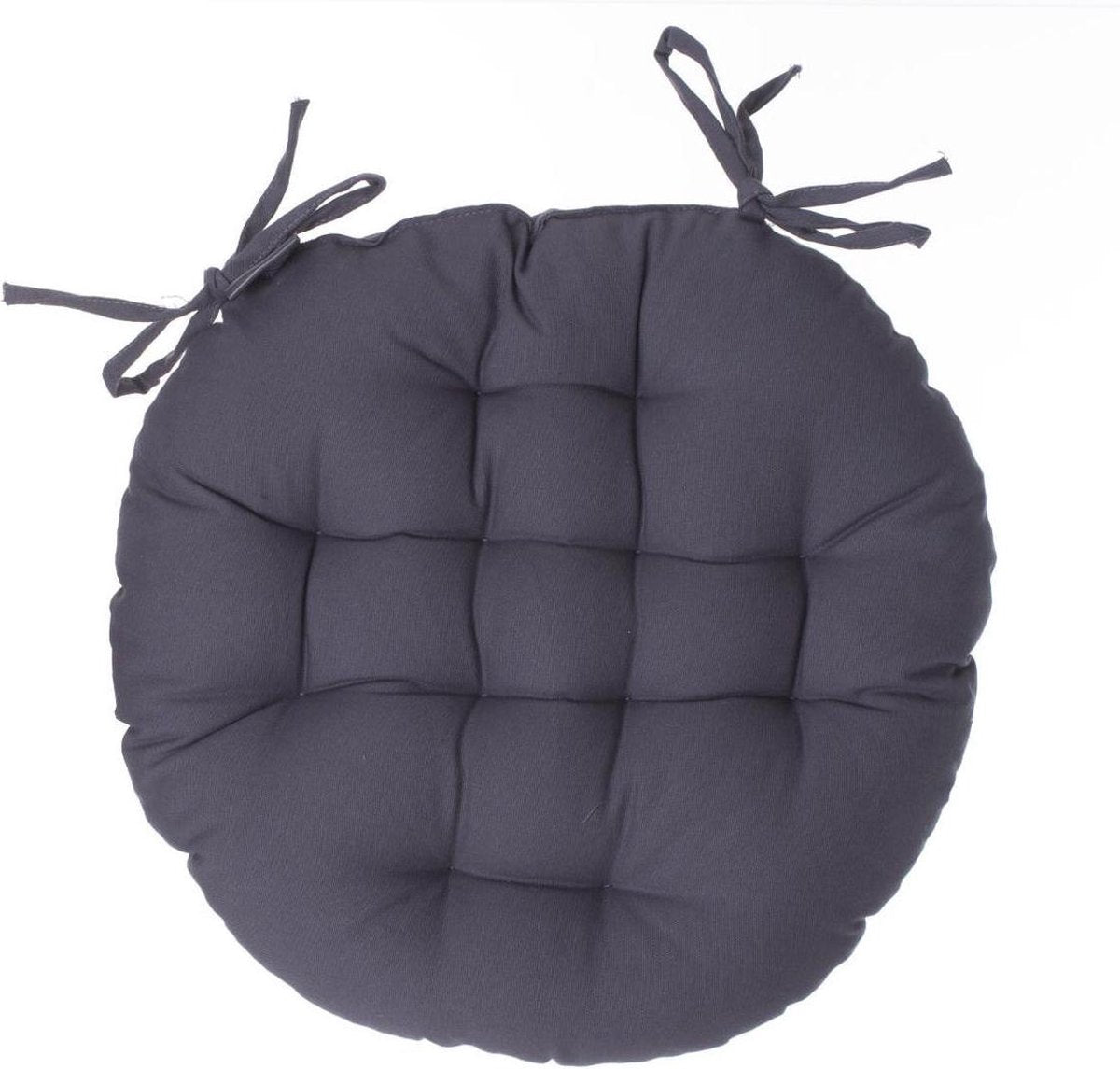 Coussin de chaise Atmosphera DELUXE rond gris foncé - Coussins de chaise ronds - D38 cm - Avec 2 rubans