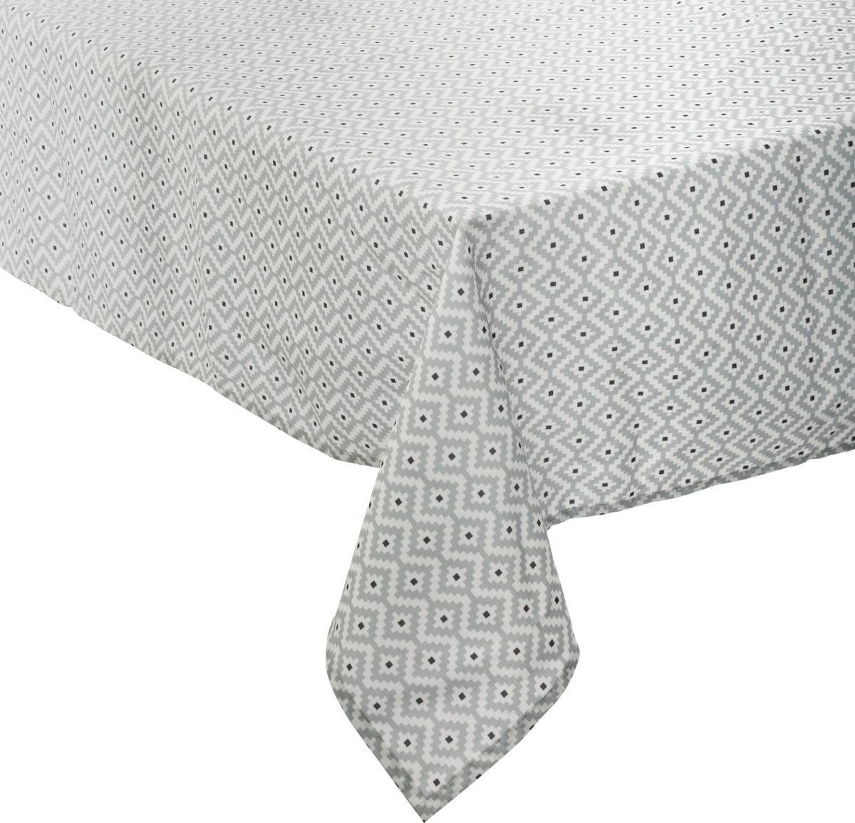 Nappe rectangulaire en polyester 240 x 140 cm - grise avec imprimé - Nappes de table à manger