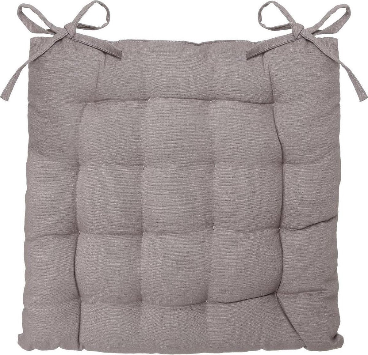 Atmosphera Stoelkussen Loria Grijs - 38 x 38 cm - Met 2 lintjes - 100% katoen