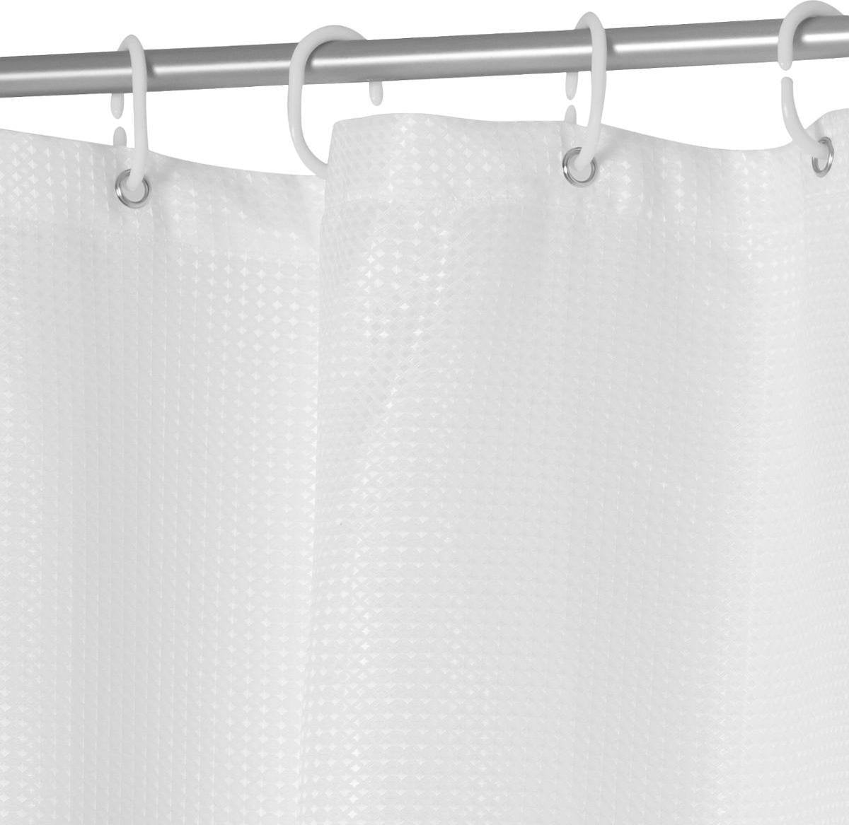 Atmosphera douchegordijn honinggraat effect wit - 180 x 200 Cm - Met 12 ringen inbegrepen - Polyester