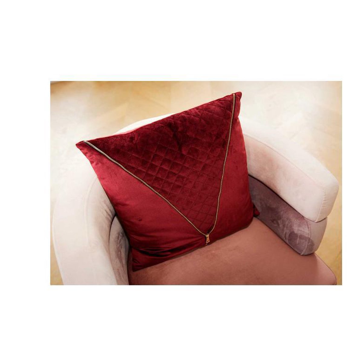 Cosy & Trendy Kussen zipper bordeaux - 45x45x10cm - velvet