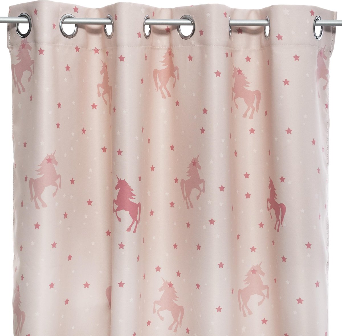 Rideaux Enfants 140x250m - rideaux habillage de fenêtre enfant - rideaux prêts à l'emploi avec crochets anneaux chambre d'enfant - Brille dans le noir - Rose avec licorne licorne