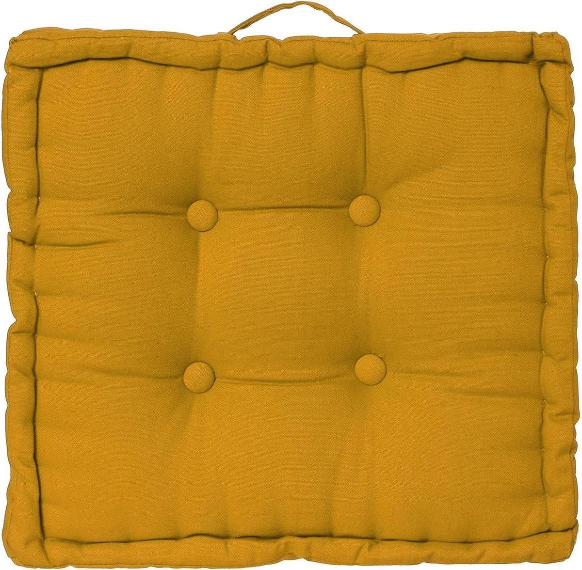 Coussin de sol Atmosphera Deluxe 40x40x8cm avec poignée et 4 boutons - Ocre