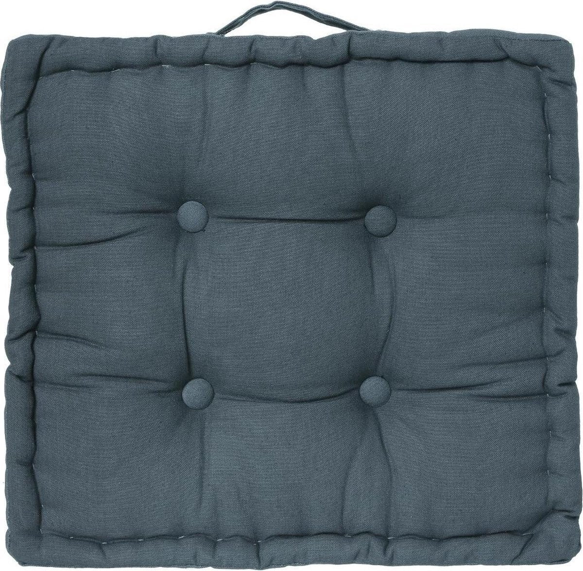 Coussin de sol Atmosphera Deluxe 40x40x8cm avec poignée et 4 boutons - Bleu foncé