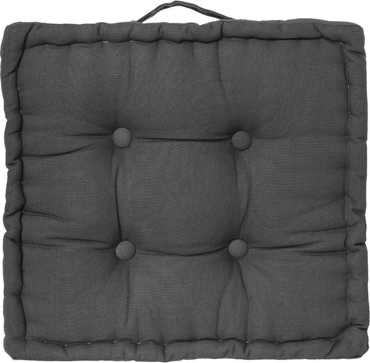 Coussin de sol Atmosphera Deluxe 40x40x8cm avec poignée et 4 boutons - Gris foncé