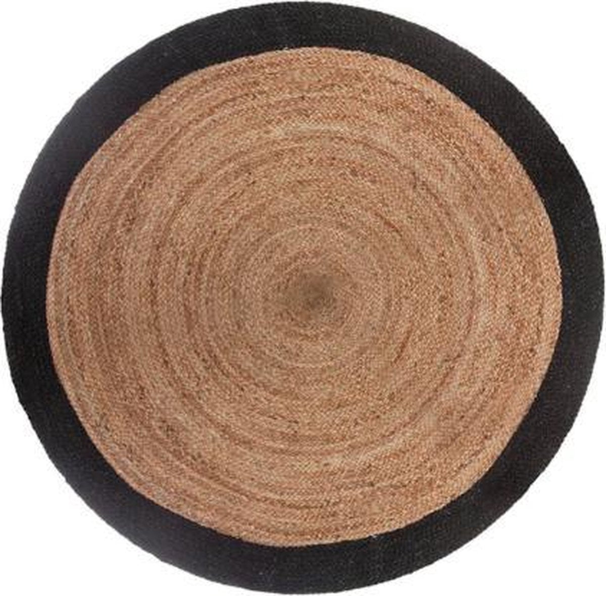 Atmosphera Jute vloerkleed rond met naturel met zwarte rand diameter 120 cm