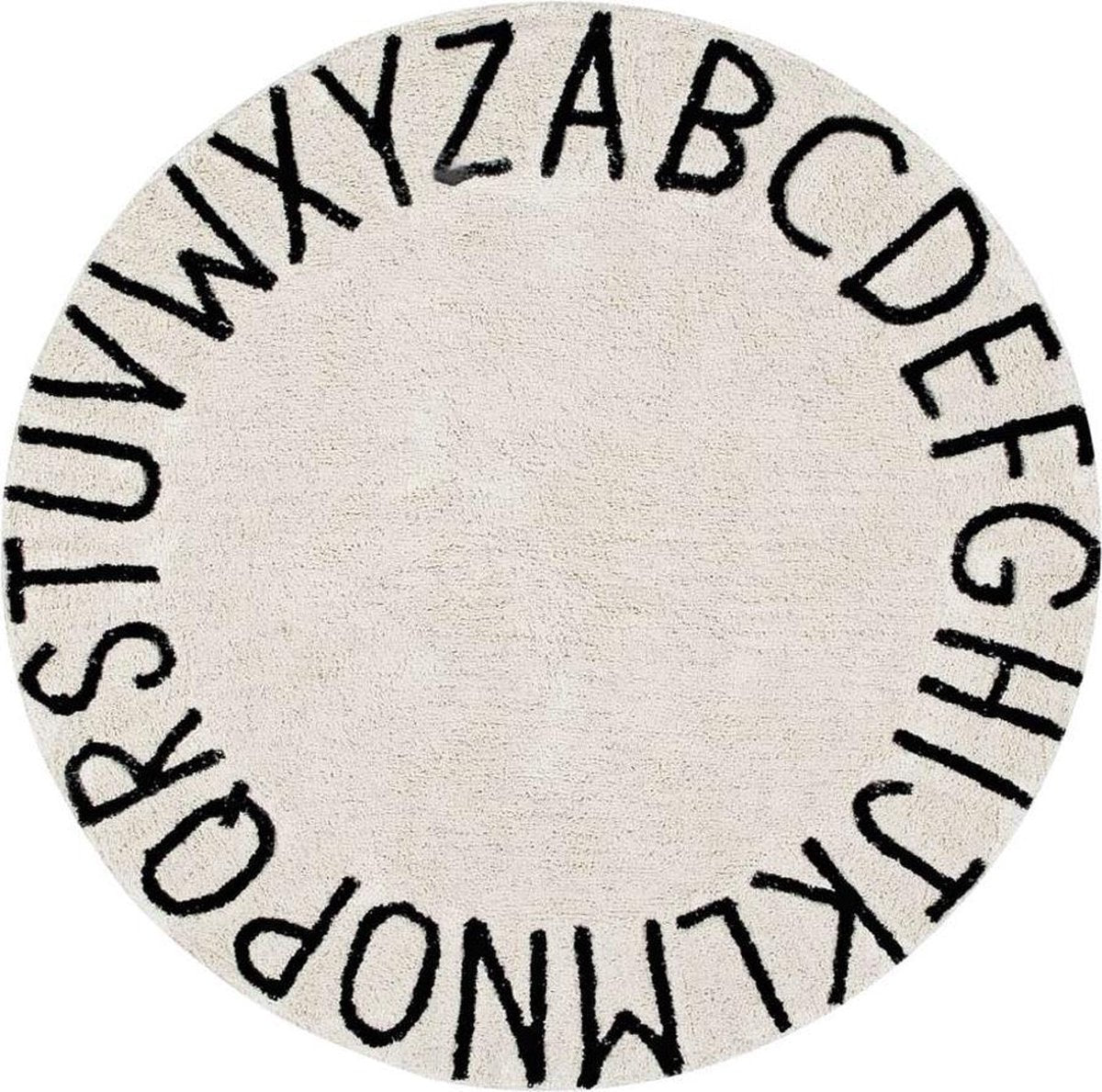 Lorena Canals Wasbaar katoen vloerkleed - ABC Natural Black - o150cm