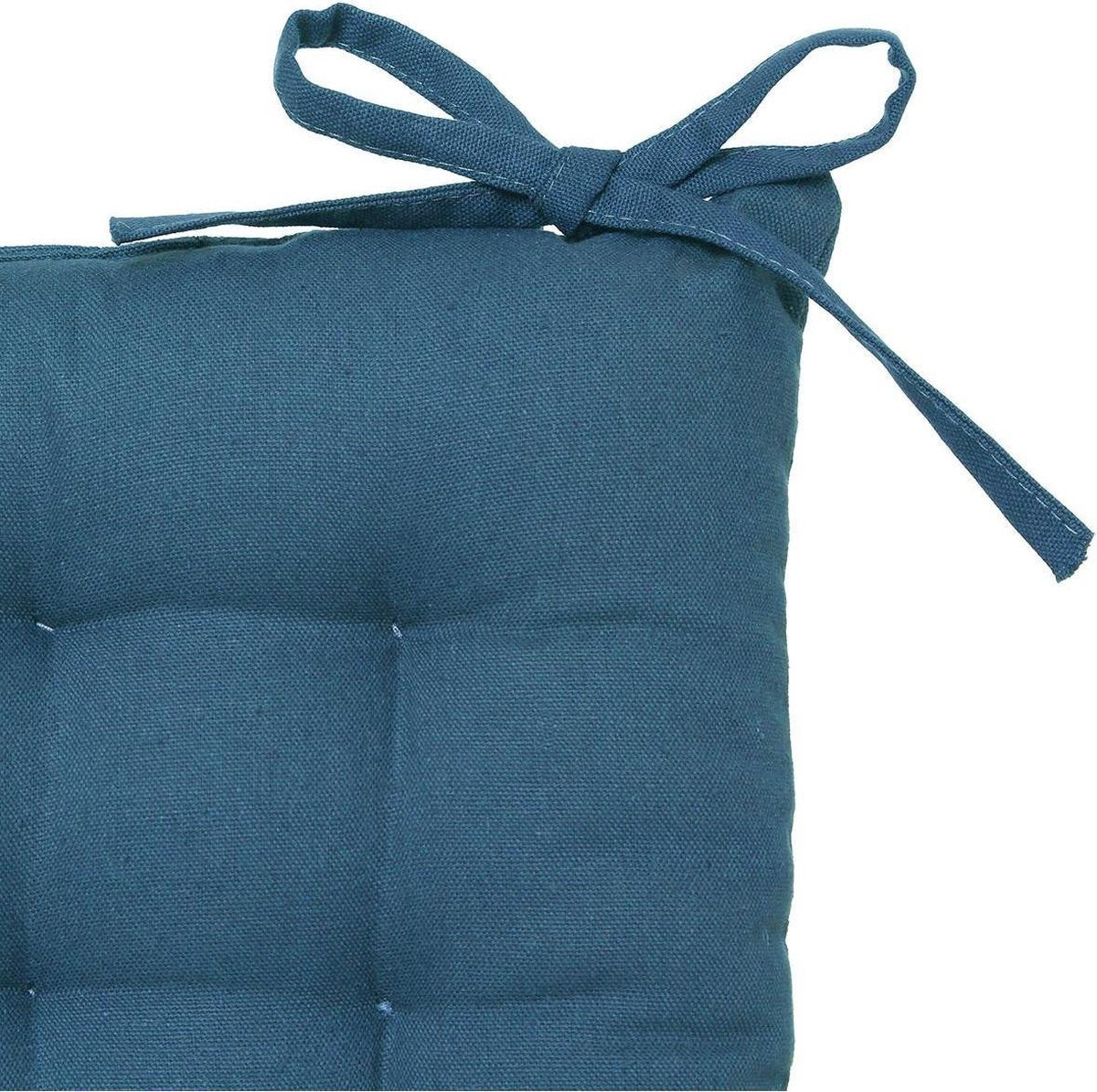 Atmosphera Coussin de chaise Loria 38 x 38 cm - Avec 2 rubans - 100% coton - Bleu mer
