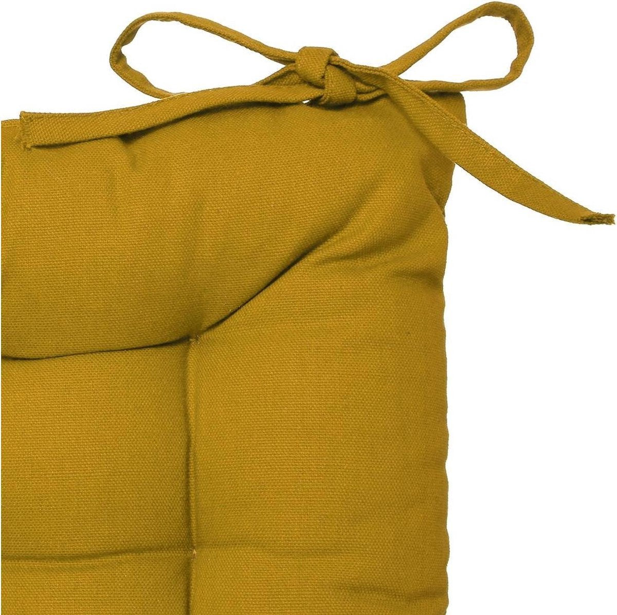 Atmosphera Stoelkussen Loria 38 x 38 cm - Met 2 lintjes - 100% katoen - Oker