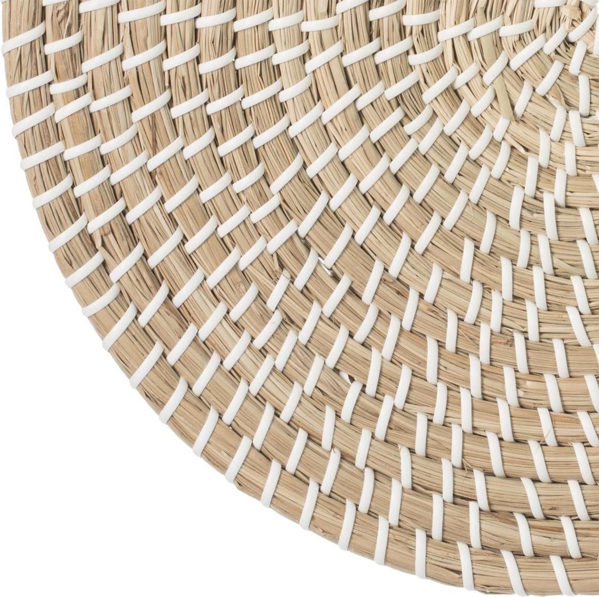 Secret de Gourmet Placemat rond riet - Dia 35 cm - Onderlegger - wit met naturel