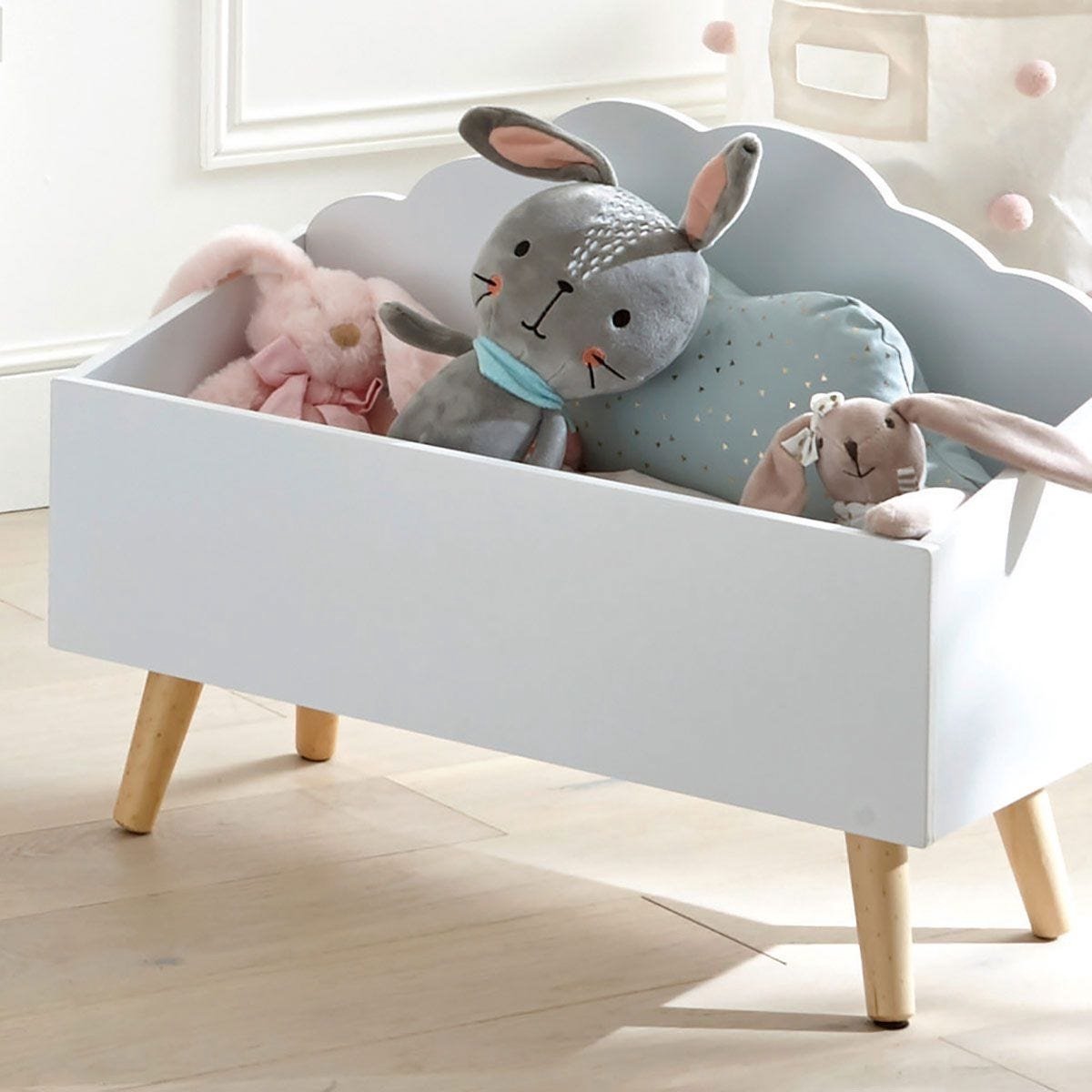 Atmosphera Kids Houten speelgoedkist 58x28x45cm - Wit