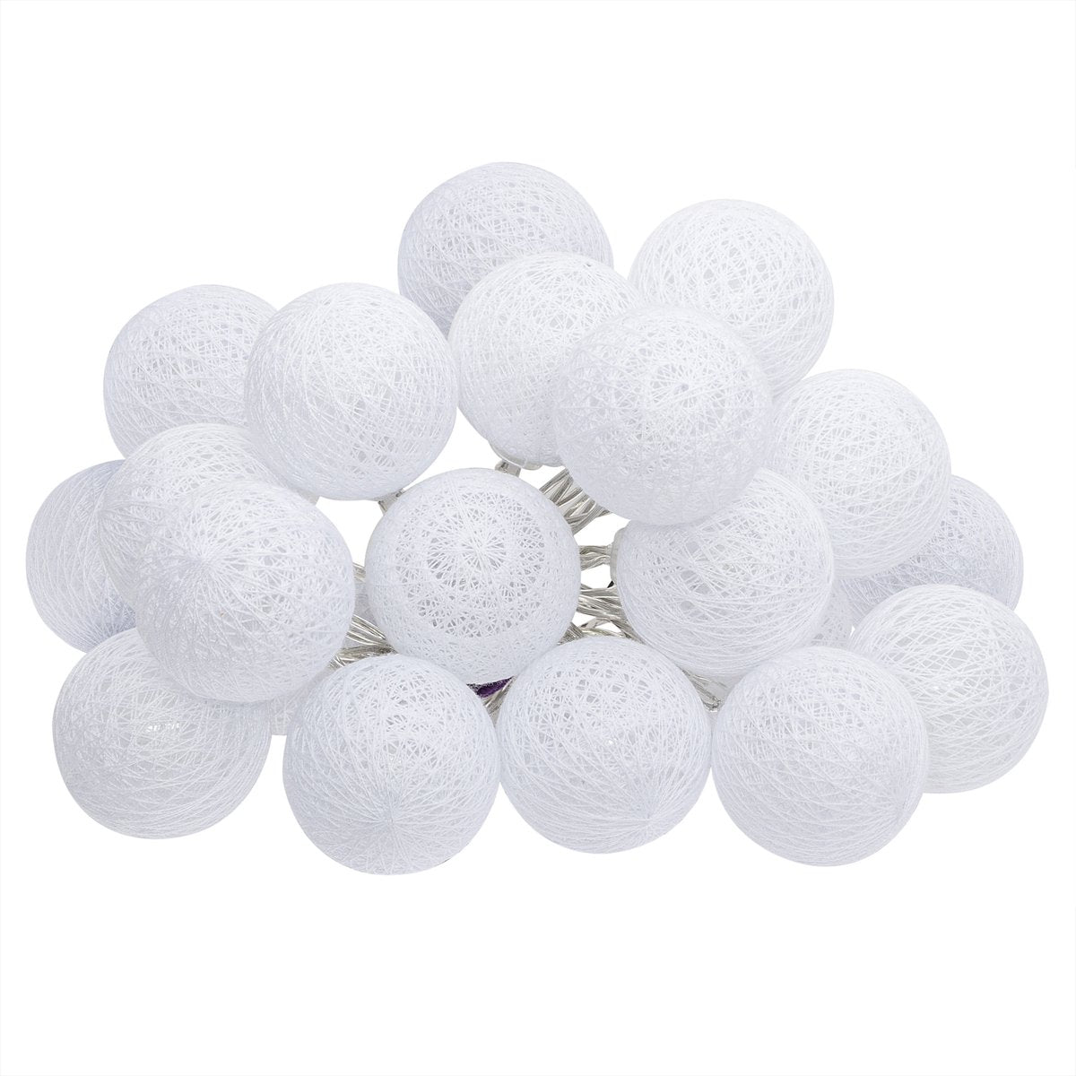 Atmosphera LED Lichtslinger katoen - Cotton Ball - 20 Ballen - Ø6cm - Wit