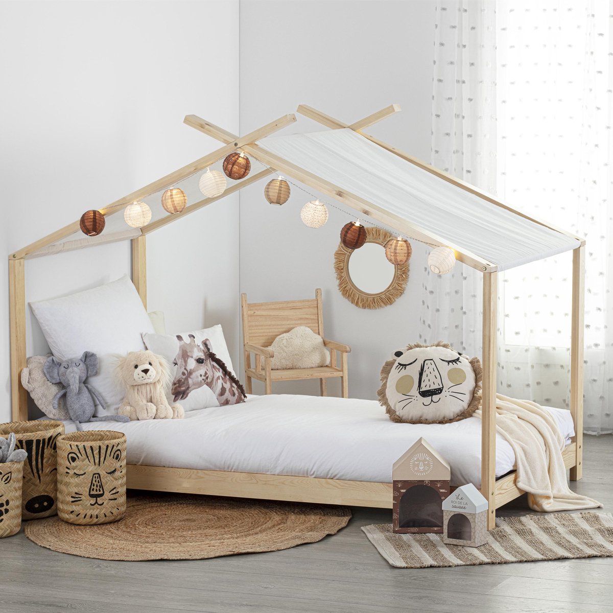 Atmosphera Kids Lit enfant Ilian - 90 x 190 cm - Lit - Lit tente avec fond - Avec toile