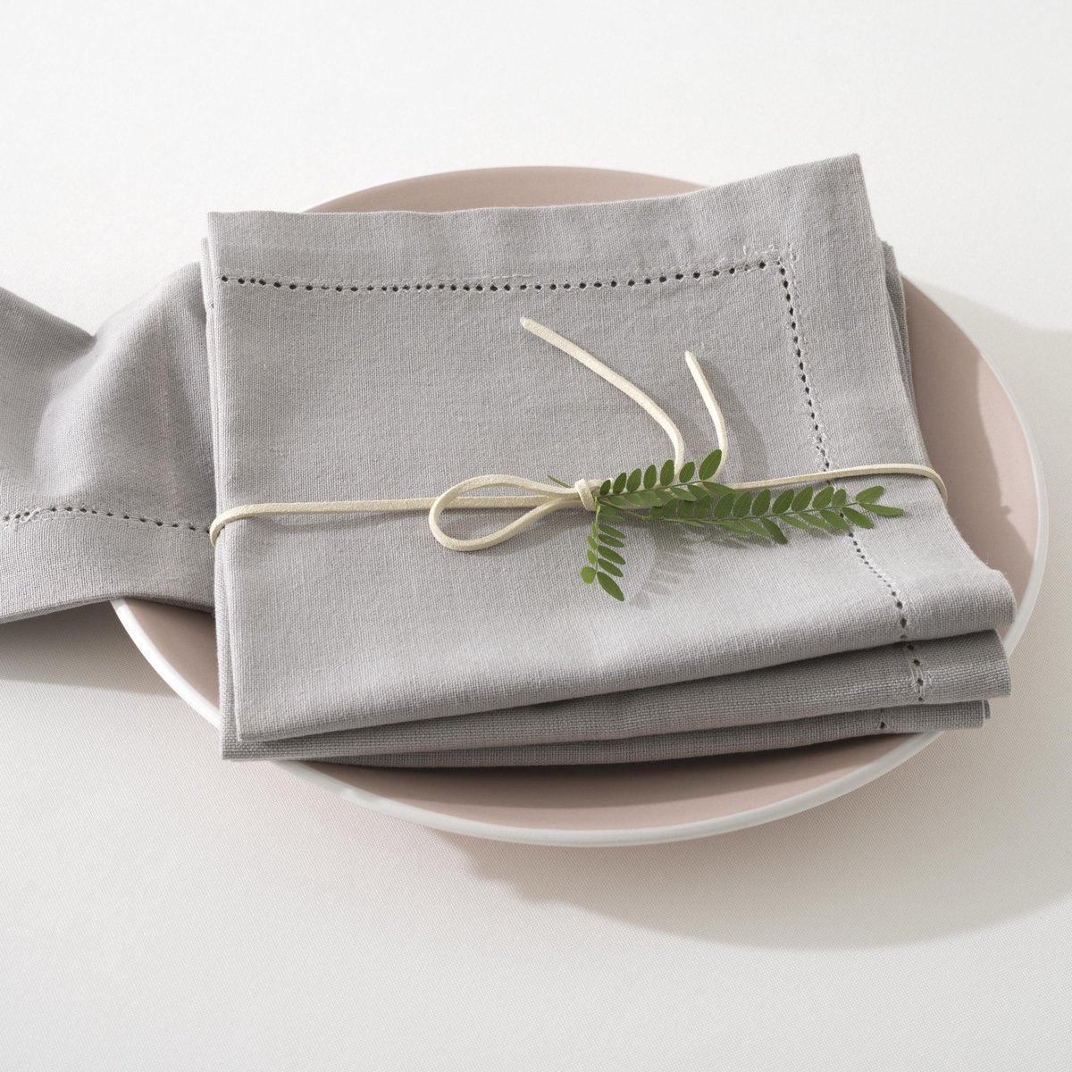 Atmosphera Katoenen Chambray servetten grijs - 4 stuks - Stoffen servetten - 40 x 40 cm