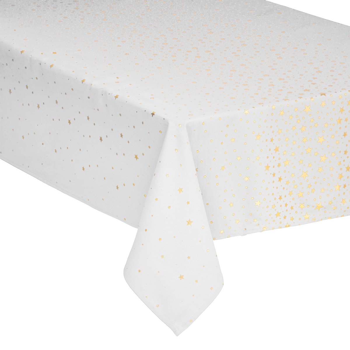 DELUXE XXL tablecloth Christmas cotton - white with gold stars - 140 x 360 cm - Cotton - Christmas tablecloth