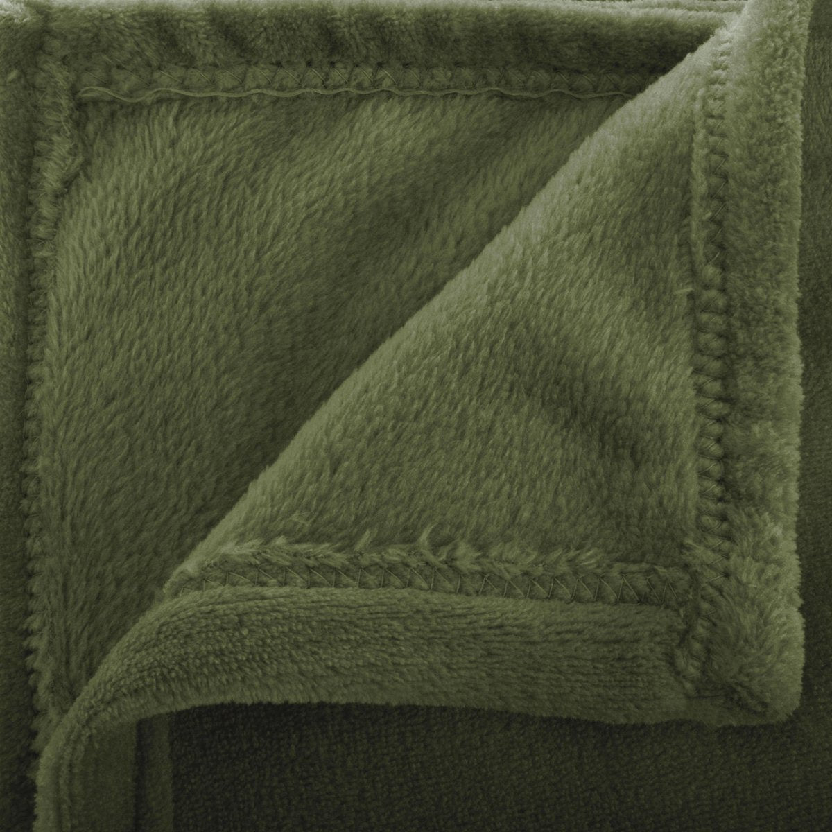 Atmosphera Plaid effen flanel fleece deken - 180x230 cm - Kaki