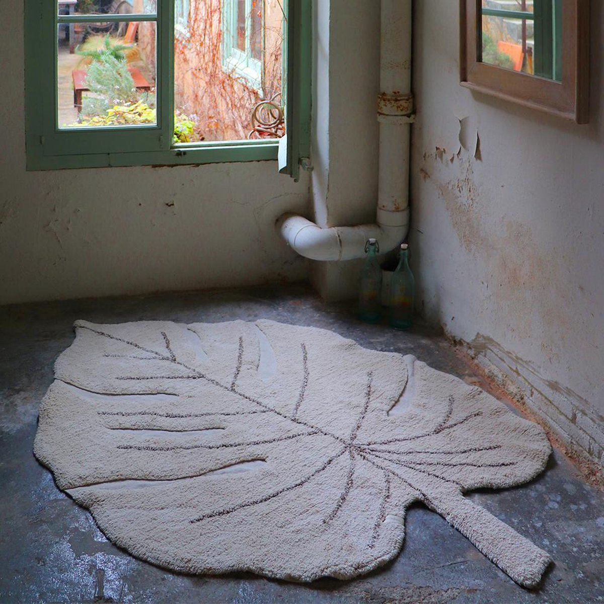 Lorena Canals Wasbaar katoen vloerkleed - Monstera Natural - 120x180cm
