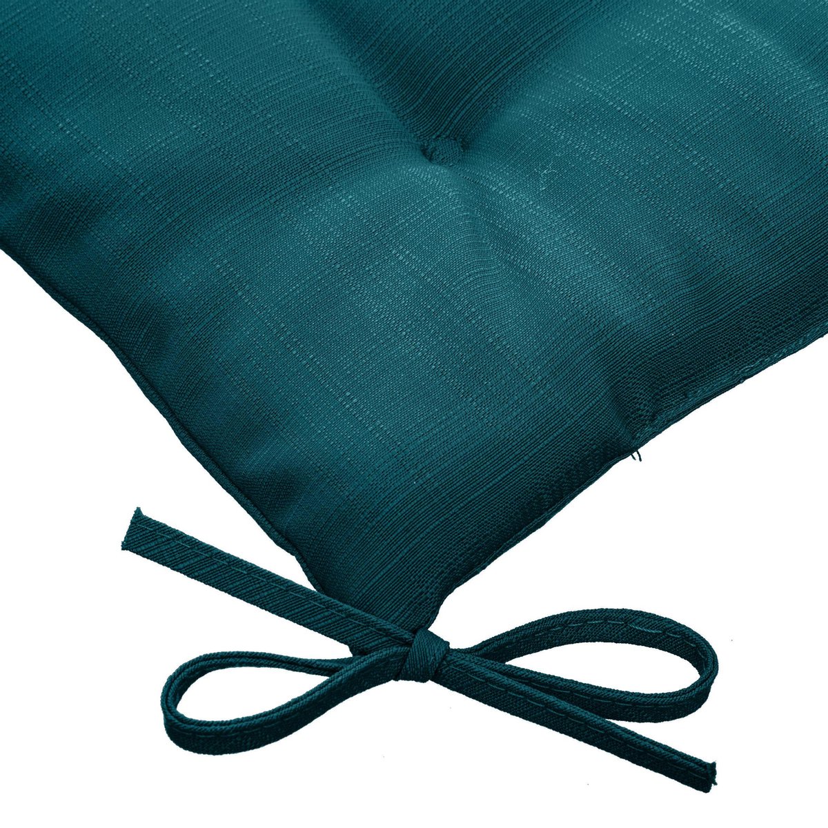 Hespéride Korai Coussin de chaise avec rubans - Déperlant - Déhoussable - 4 boutons - 40x40cm - Bleu canard