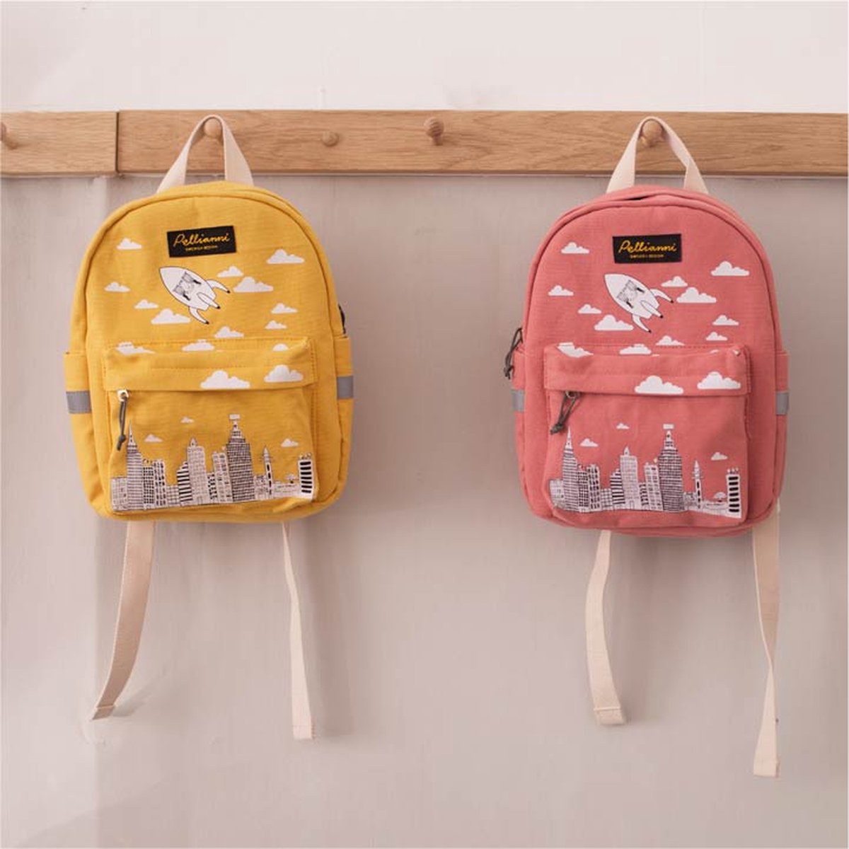 Pellianni: BACKPACK ROSE 28x23x10cm, approx 6.5l, eco-friendly and vegan canvas cotton, Swedish design, 18m+