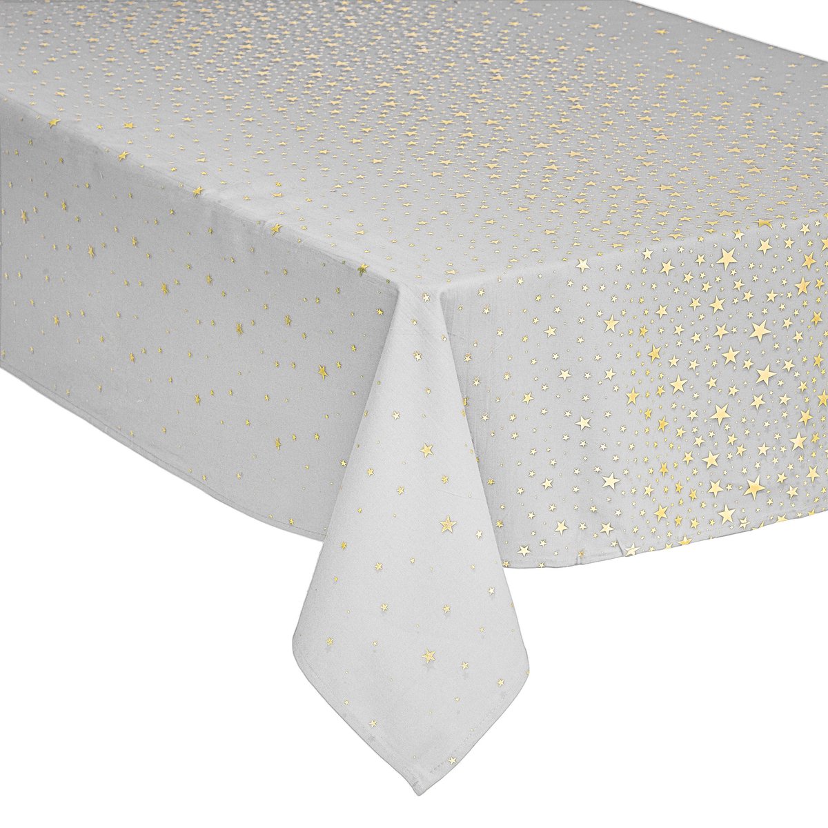 Nappe DELUXE coton de Noël - blanc avec étoiles dorées - 140 x 240 cm - Coton - Nappe de Noël