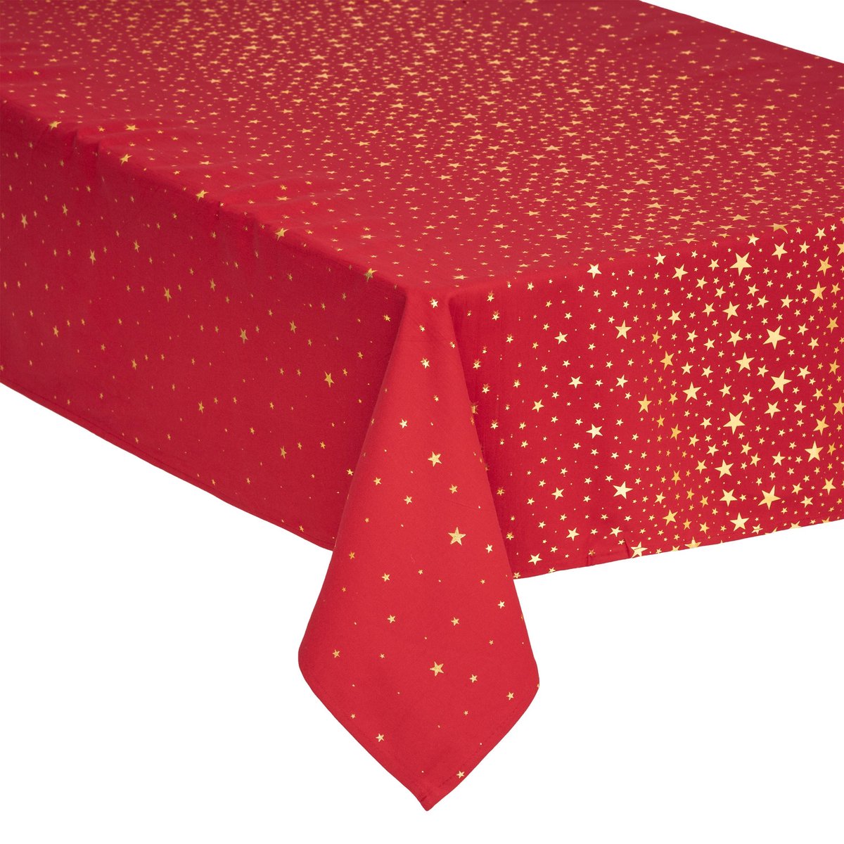 Nappe DELUXE Noël coton - Rouge avec étoiles dorées ou argentées - 140 x 240 cm - Coton - Nappe de Noël