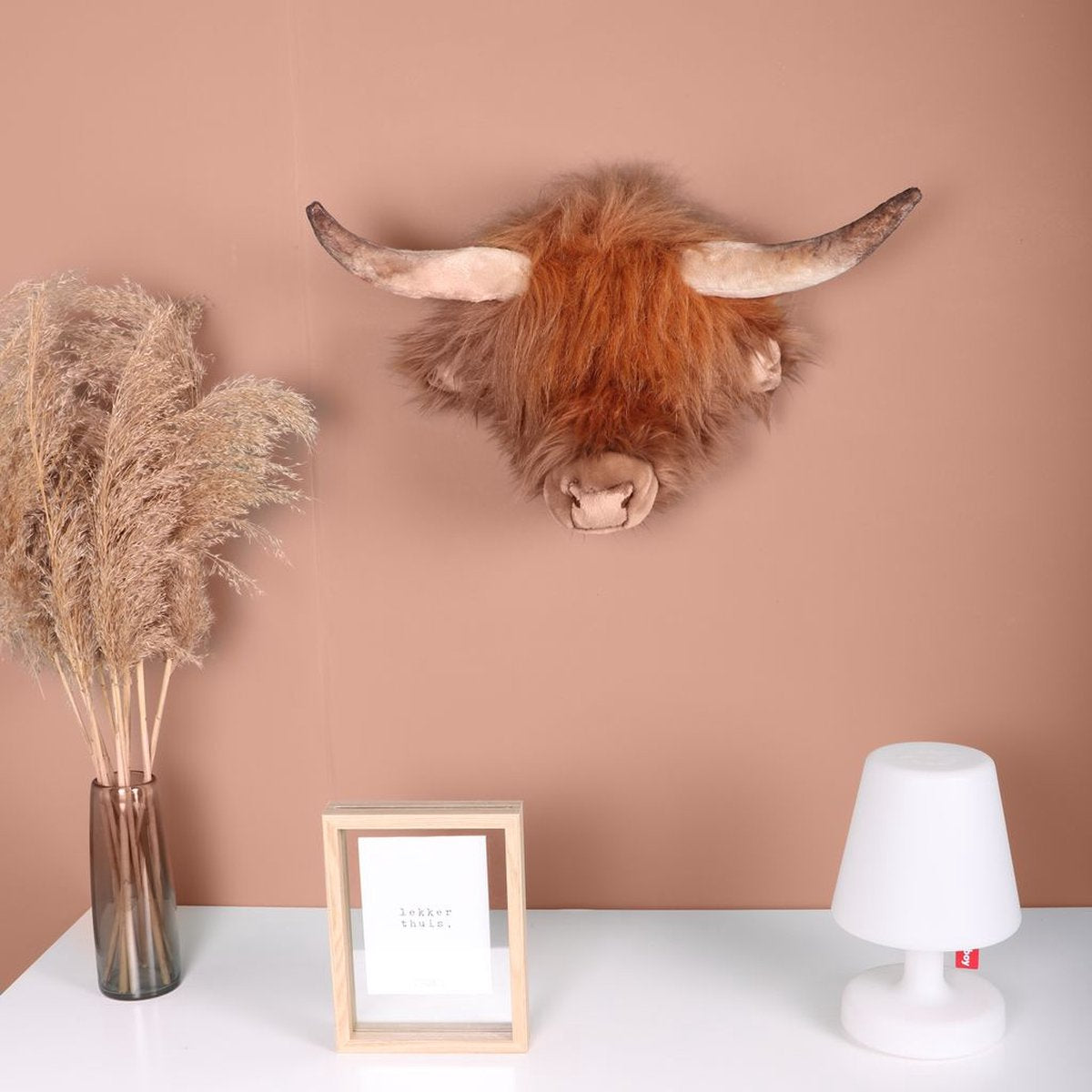Wild &amp; Soft Nicolas animal head plush wall decoration - Highland Cow