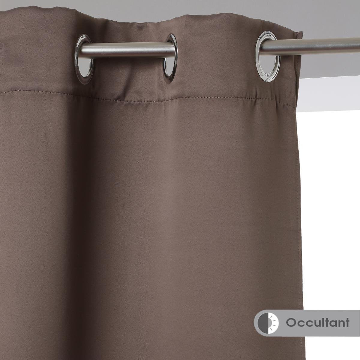 Atmosphera set van 2 Taupe verduisteringsgordijnen 135x240cm - Kant en klaar met ringen - Gordijn raambekleding - 2 stuks taupe