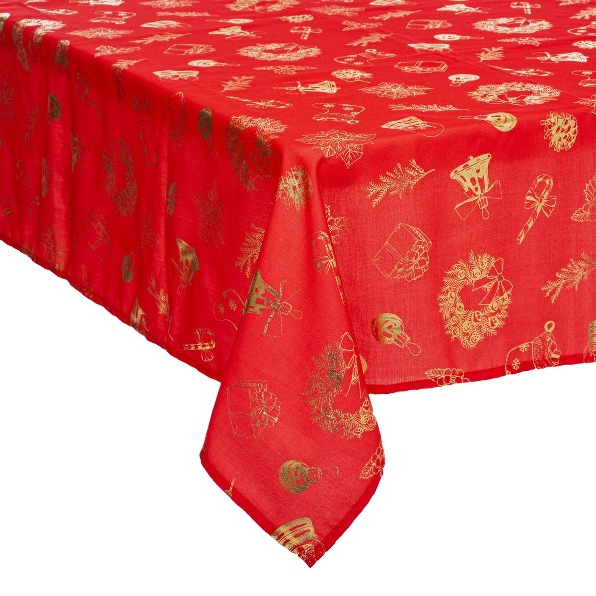 Tablecloth XXL gray with red with gold 140 x 360 cm - Party decoration item - Christmas - Christmas tablecloth