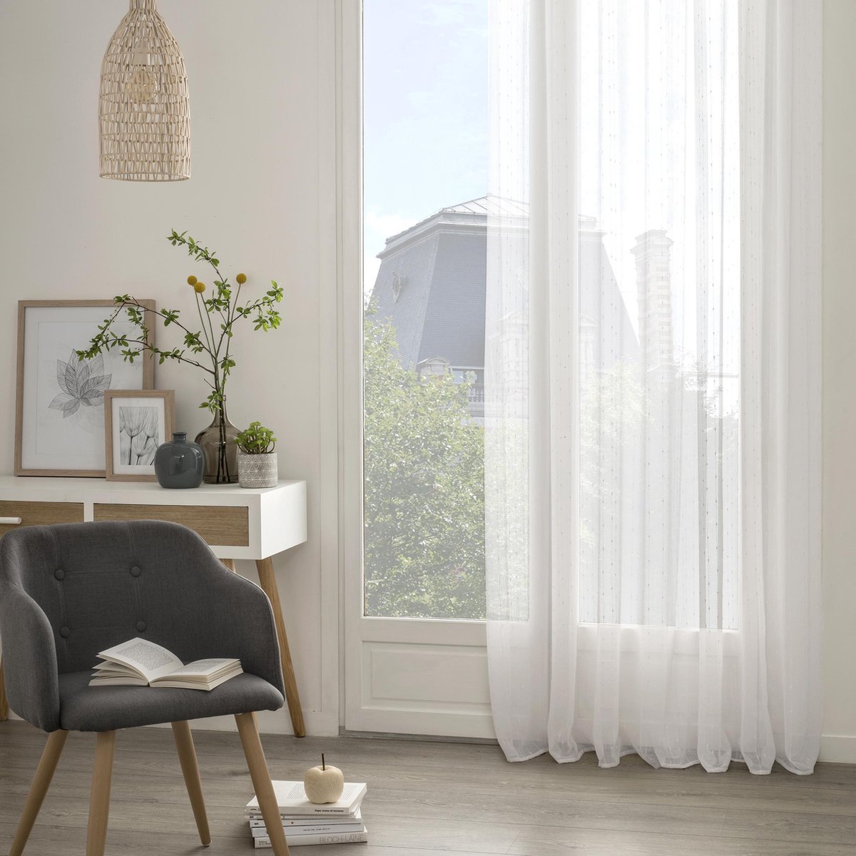 Atmosphera Anissa Voile Gordijn 135x260cm - Kant en klaar met ringen - Wit