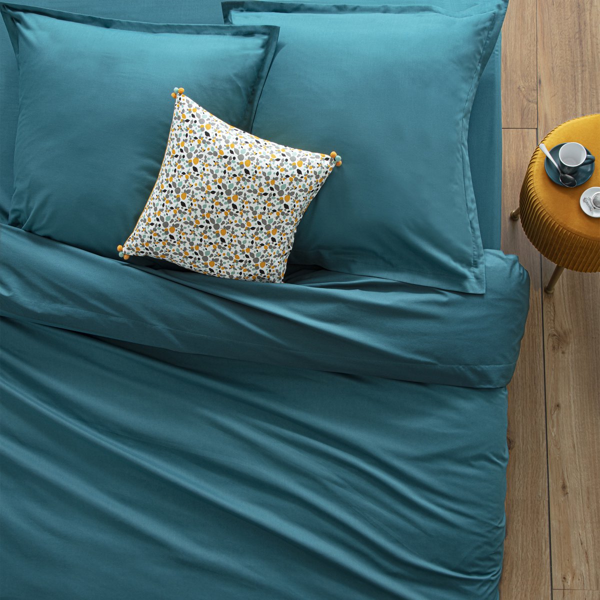 Atmosphera Parure housse de couette 140x200cm avec 1 taie - Turquoise