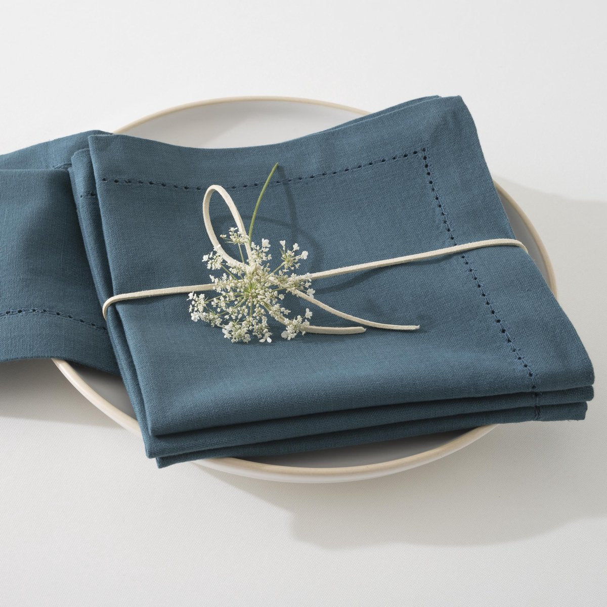 Atmosphera Katoenen Chambray servetten blauw - 4 stuks - Stoffen servetten - 40 x 40 cm