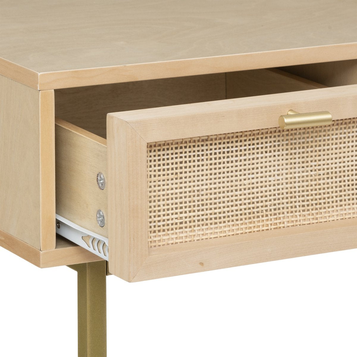 BEAU Table console 3L Adeva bouleau/rotin - L110xP40xH80cm - Beige