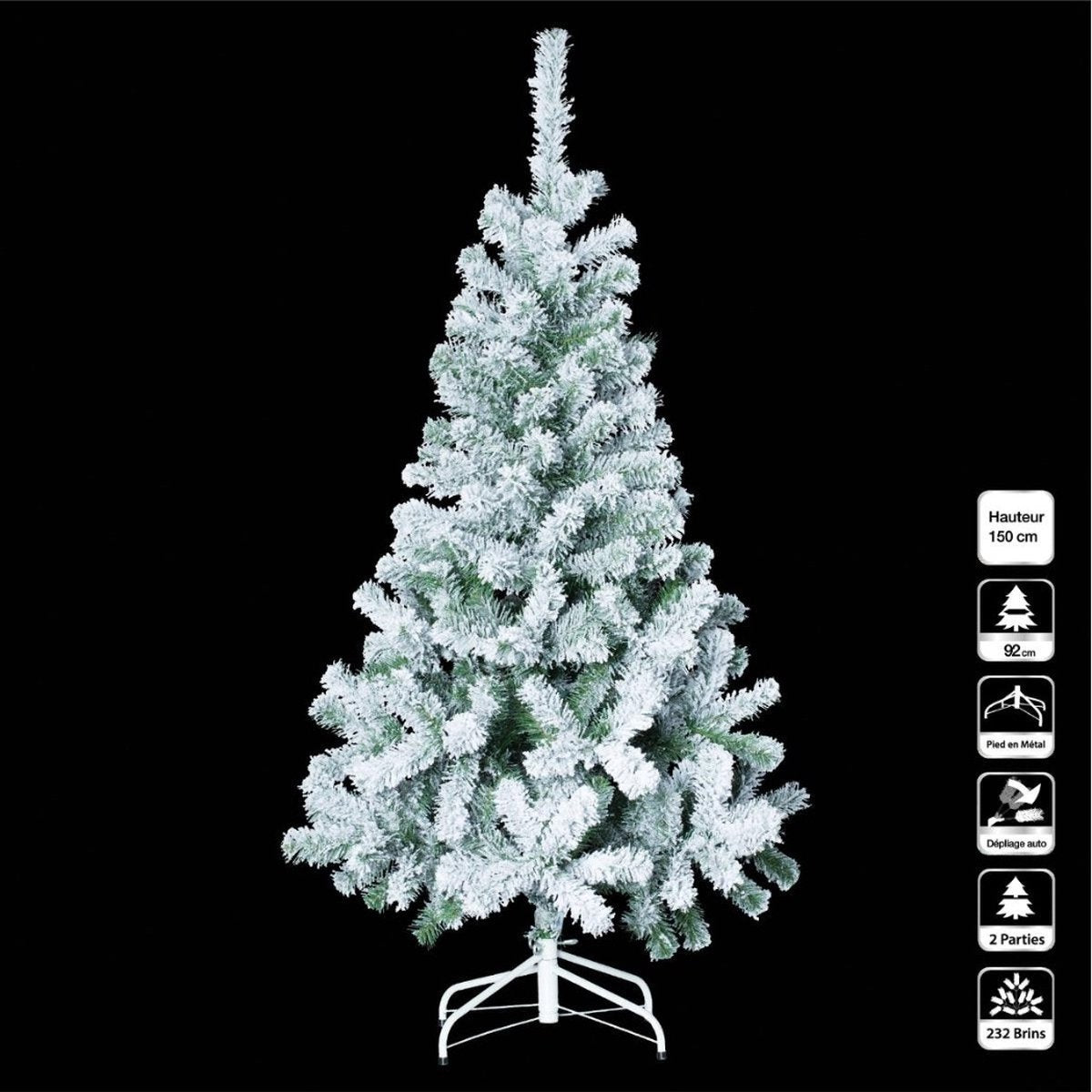 Sapin de Noël artificiel avec neige - H 150 cm - Noël - Sapin de Noël
