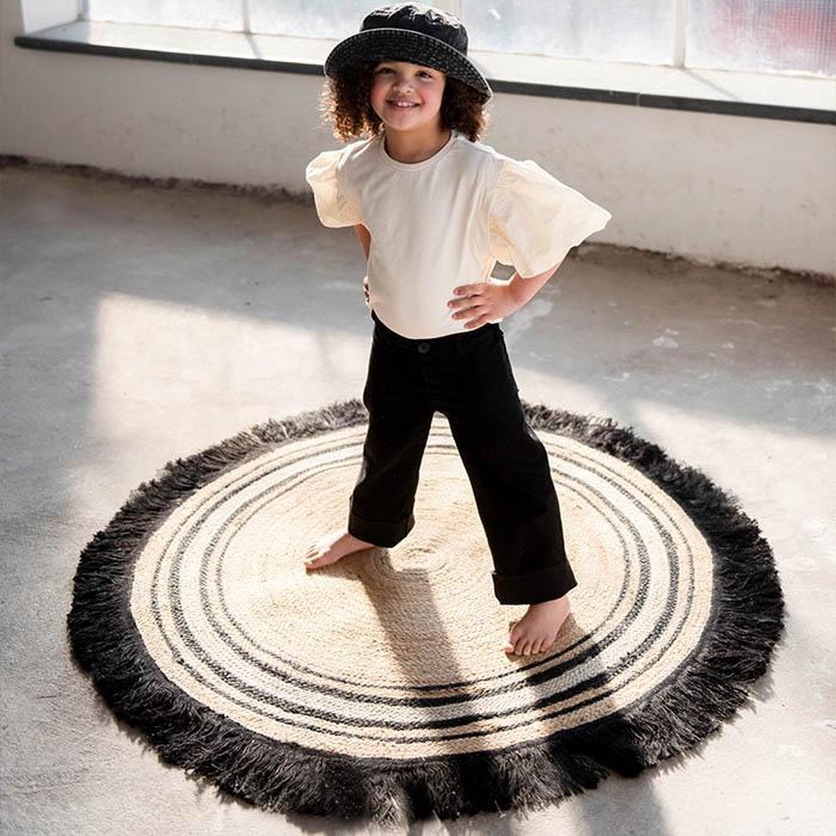 Tapis Petit Vloerkleed Tess D110cm - Black