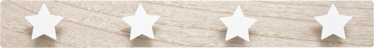Atmosphera Kids porte-manteau étoile - blanc / bois - 4 porte-manteaux - Chambre d'enfant